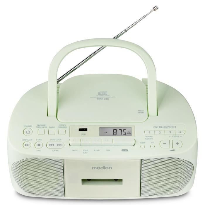 Radio CD K7 - MEDION - FM - 2x3W RMS - Verde 1 Radio CD K7 - MEDION - FM - 2x3W RMS - Verde 1