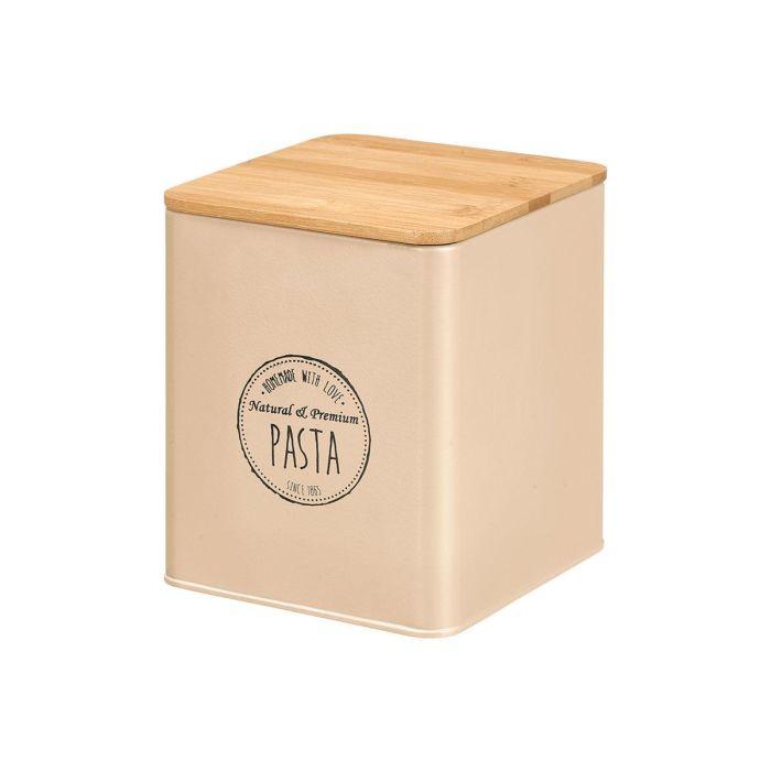 Tarro Cuadrado Tapa Bambu Pasta Beige Kinvara 14x16x14cm (Set de 12) 1
