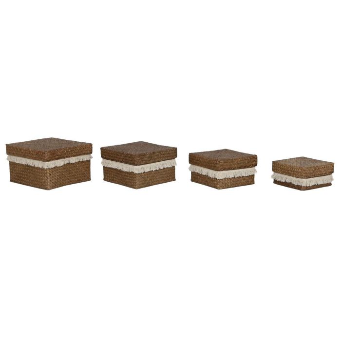 Cesta Boho DKD Home Decor Natural Blanco 30 x 19 x 30 cm Set de 4 1 Cesta Boho DKD Home Decor Natural Blanco 30 x 19 x 30 cm Set de 4 1