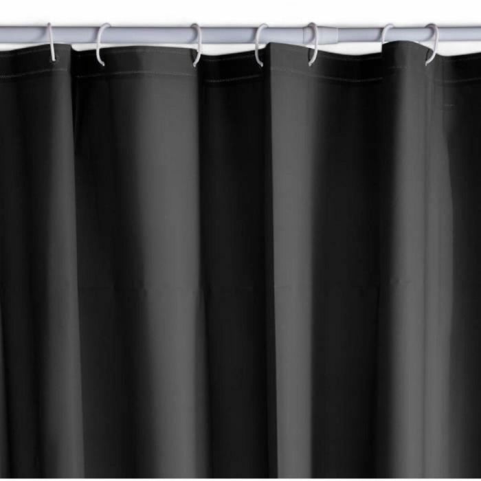 Today TOD3574641275556 Cortina de Ducha Diseño Gofres, Negra, PEVA, 180x200 cm con 12 Ganchos