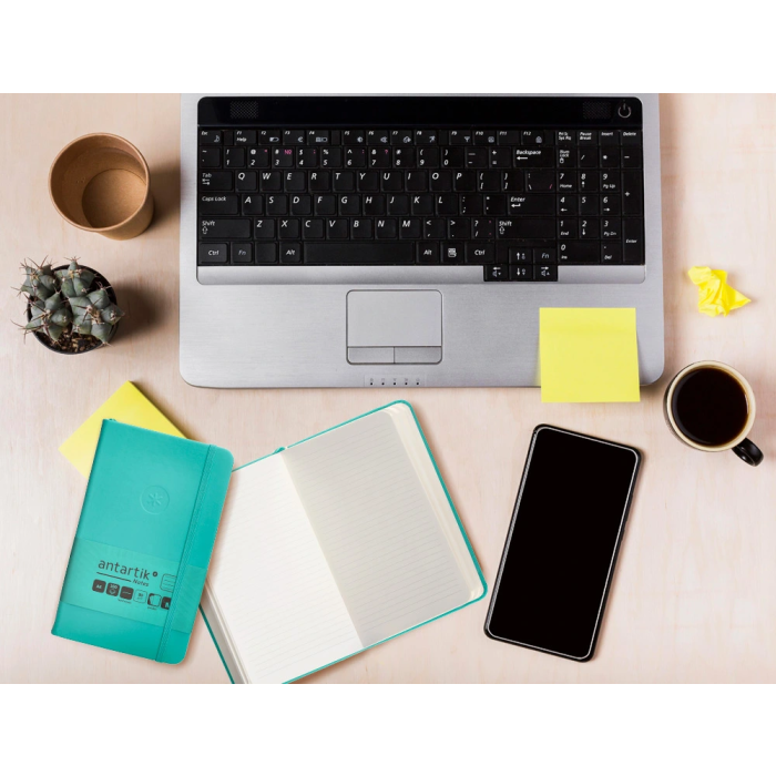 Antartik Cuaderno A6 Tapa Dura Hojas Rayas Turquesa 100 Hojas 80 gr FSC 10