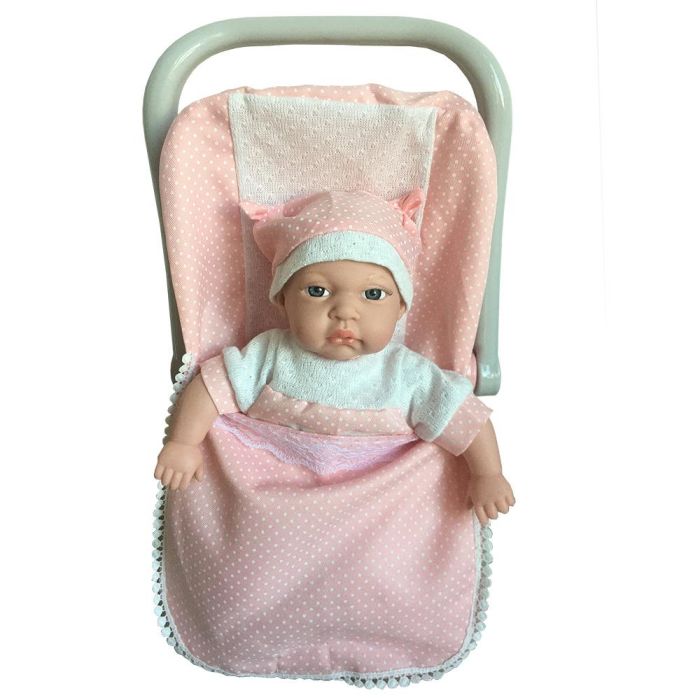 Tachan Muñeca Bebé Cuerpo Blando 30 cm con Saquito Rosa y 12 Sonidos, Pilas Incluidas, +3 años