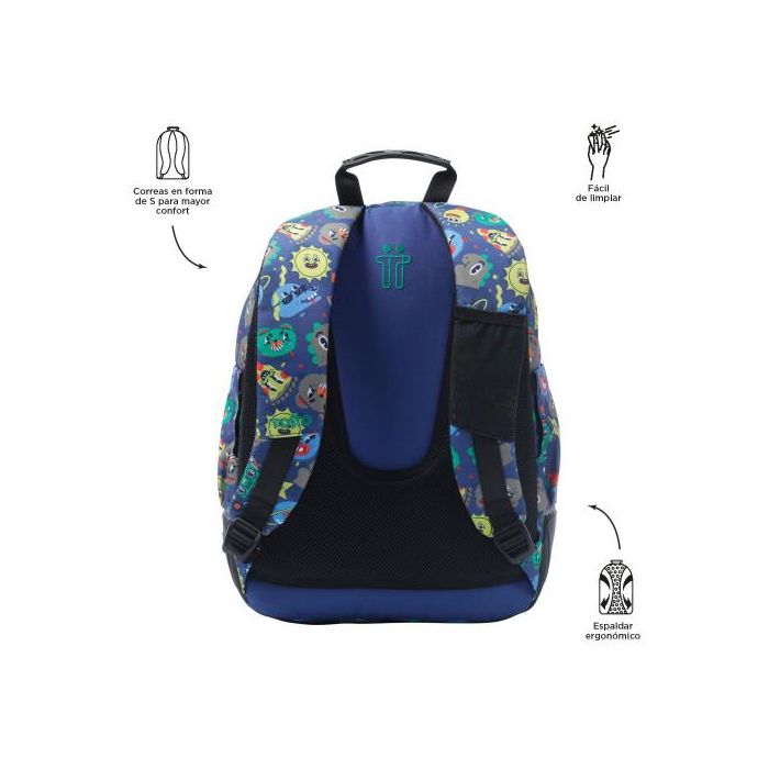 Totto Mochila Escolar Rayol Tello MA04ECO002-2416N-8JZ, Mediana, 33 x 44 x 13.5 cm, 19.6L, Estampado 3