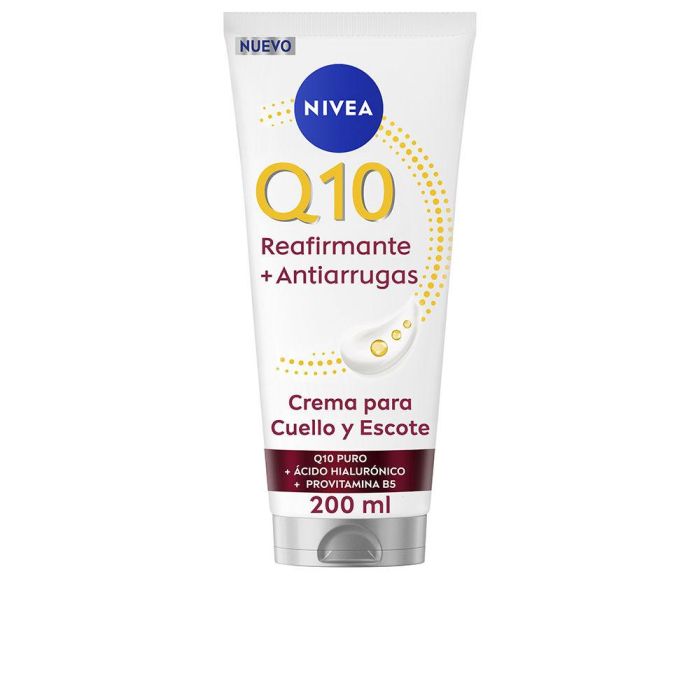 Nivea Q10+ REAFIRMANTE Crema Antiarrugas Cuello y Escote con Creatina y Provitamina B5 - Piel Firme e Hidratada 72h, 200 ml Nivea Q10+ REAFIRMANTE Crema Antiarrugas Cuello y Escote con Creatina y Provitamina B5 - Piel Firme e Hidratada 72h, 200 ml