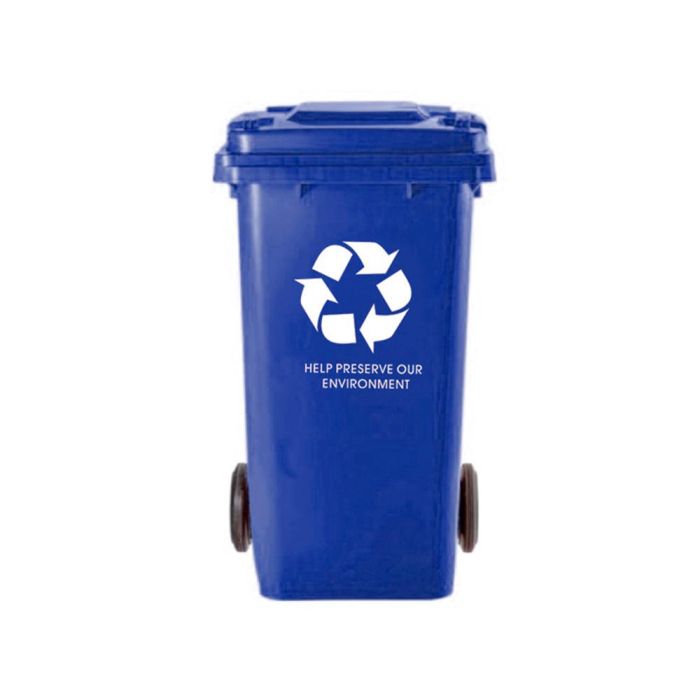 Papelera Contenedor Q-Connect Plastico Con Tapadera 100 L Color Azul 800x510x525 mm Con Ruedas 2