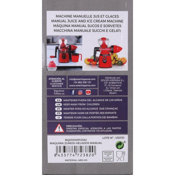 Máquina Manual Quttin para Zumos y Helados (6 Unidades) 4 Máquina Manual Quttin para Zumos y Helados (6 Unidades) 4