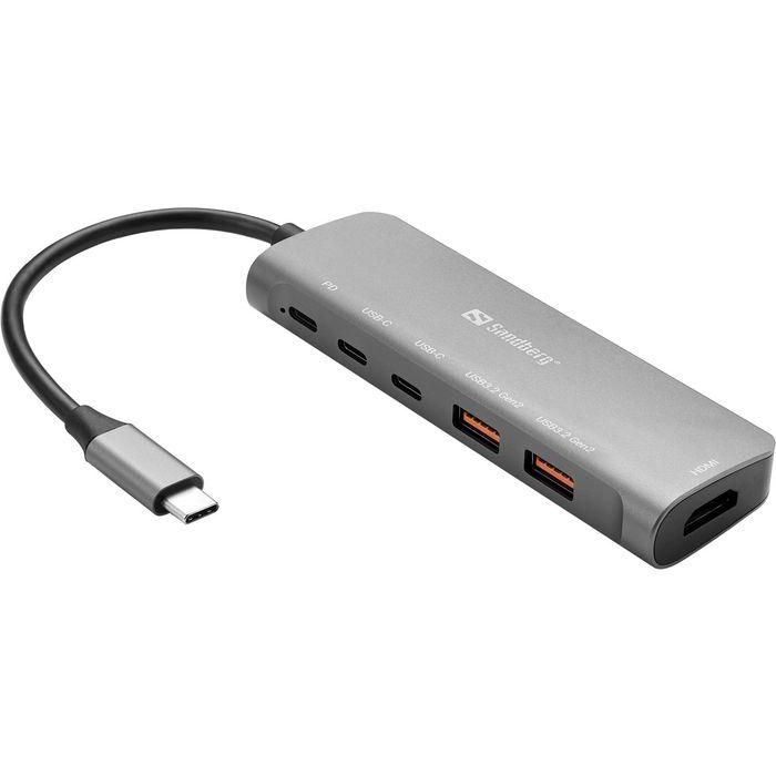 Sandberg Docking Station USB-C con Salida HDMI, 2 Puertos USB-A, 2 Puertos USB-C y Carga Rápida Power Delivery 100W para Portátil 0 Sandberg Docking Station USB-C con Salida HDMI, 2 Puertos USB-A, 2 Puertos USB-C y Carga Rápida Power Delivery 100W para Portátil 0