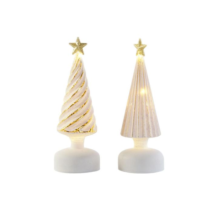 Decoracion Luminosa Navidad Moderna DKD Home Decor Blanco Dorado 9 x 25 x 9 cm (2 Unidades) 2 Decoracion Luminosa Navidad Moderna DKD Home Decor Blanco Dorado 9 x 25 x 9 cm (2 Unidades) 2