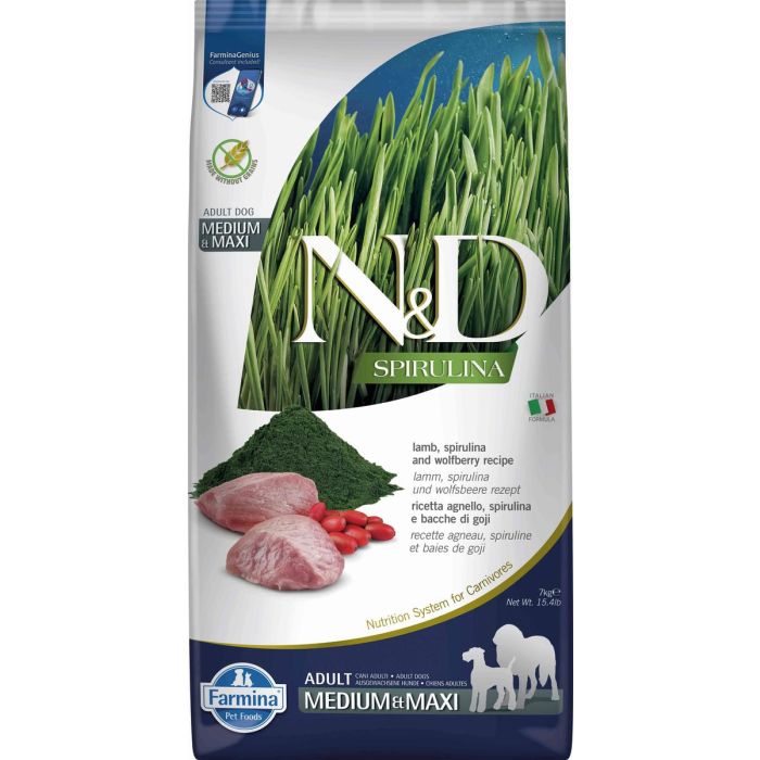 Farmina N&D Spirulina Dog Medium-Maxi Cordero 7 kg