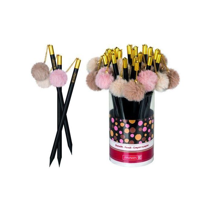 Lapiz De Grafito Brunnen Fun Pompon Hb Surtido Expositor De 24 (3 Col.)