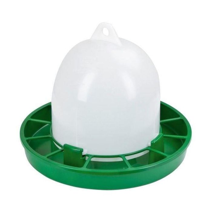 Comedero para pollos de plástico - KERBL - 24 cm - Ø30 cm - 2,5 kg - Blanco / Verde