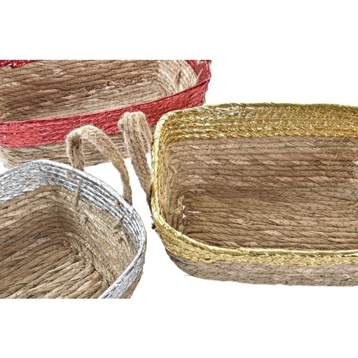DKD Home Decor Cesta de Navidad Tradicional Pack 6 Unidades - Rojo, Dorado, Plateado, Natural - Fibra y Seagrass, Medidas 32x22x12 cm 3 DKD Home Decor Cesta de Navidad Tradicional Pack 6 Unidades - Rojo, Dorado, Plateado, Natural - Fibra y Seagrass, Medidas 32x22x12 cm 3