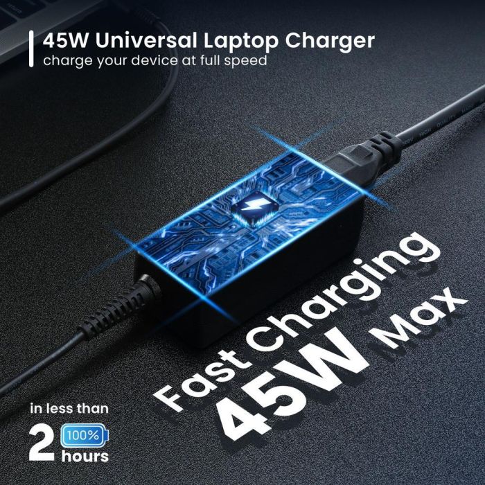 Ewent EW3963 Adaptador e Inversor de Corriente para Portátil 45W Negro con 8 Conectores y Protección Cuádruple 5