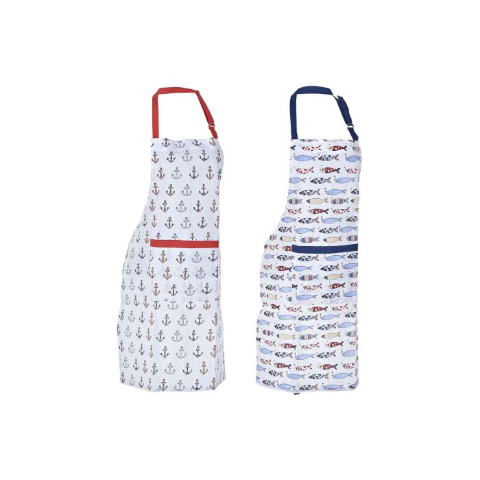 DKD Home Decor Delantal de Cocina Mediterraneo Costa Peces Set de 2 Unidades Poliéster Colores Azul Rojo Blanco 80x0.5x60 cm 3 DKD Home Decor Delantal de Cocina Mediterraneo Costa Peces Set de 2 Unidades Poliéster Colores Azul Rojo Blanco 80x0.5x60 cm 3