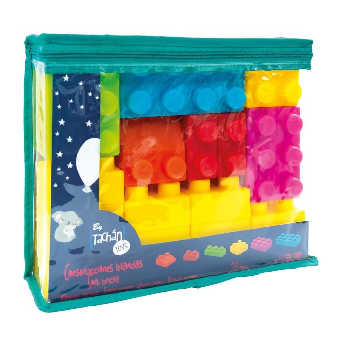 Tachan Construcciones Blandas Ladrillos de Juguete 28 Piezas para Niños +2 años | Bloques Apilables Suaves con Bolsa de Almacenamiento 1 Tachan Construcciones Blandas Ladrillos de Juguete 28 Piezas para Niños +2 años | Bloques Apilables Suaves con Bolsa de Almacenamiento 1
