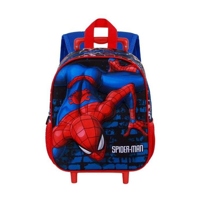 Karactermania Mochila 3D Spiderman Wall con Ruedas, 26 x13 x34 cm, Rojo, 3 Años