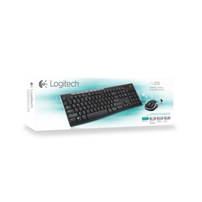 Logitech Mk270 Teclado y Mouse Inalámbrico con Nano Receptor, Resistente a Salpicaduras, Teclado Numérico y Pilas de Larga Duración 4
