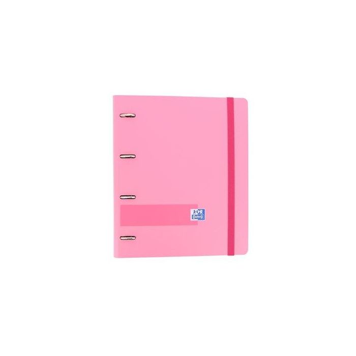 Oxford Carpeta Anillas 4x35mm Live&Go Europeanbinder 360º C-Recambio Tapa Polyfoam Rosa Pastel A4+ con Recambio 100H 5x5