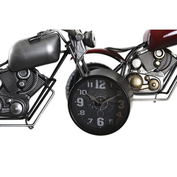 DKD Home Decor Reloj de Sobremesa Vintage de Hierro con Diseño Moto Gris y Rojo 13.5x44x23 cm (Pack 2 Unidades) 1