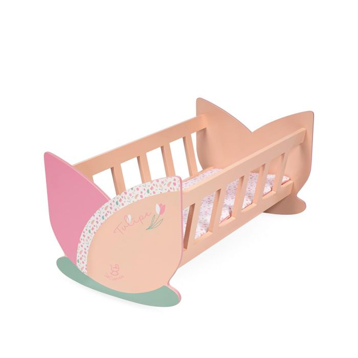 Decuevas 55174 Cuna de Madera para Muñecas Colección Tulipe con Colchón a Juego hasta 48 cm