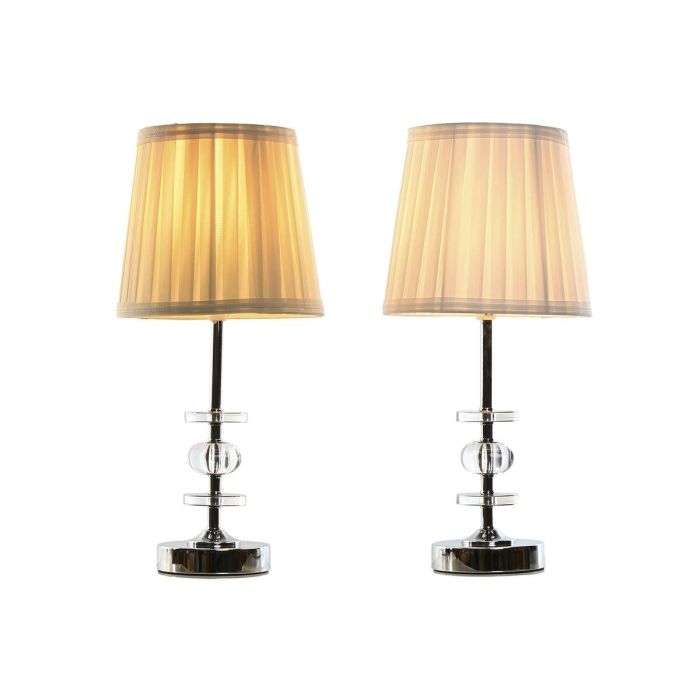 DKD Home Decor Lámpara de Sobremesa Tradicional E14 25W Metal, Acrílico y Tela Blanco Beige para Interior 43 cm Alto (Pack de 2) 1 DKD Home Decor Lámpara de Sobremesa Tradicional E14 25W Metal, Acrílico y Tela Blanco Beige para Interior 43 cm Alto (Pack de 2) 1