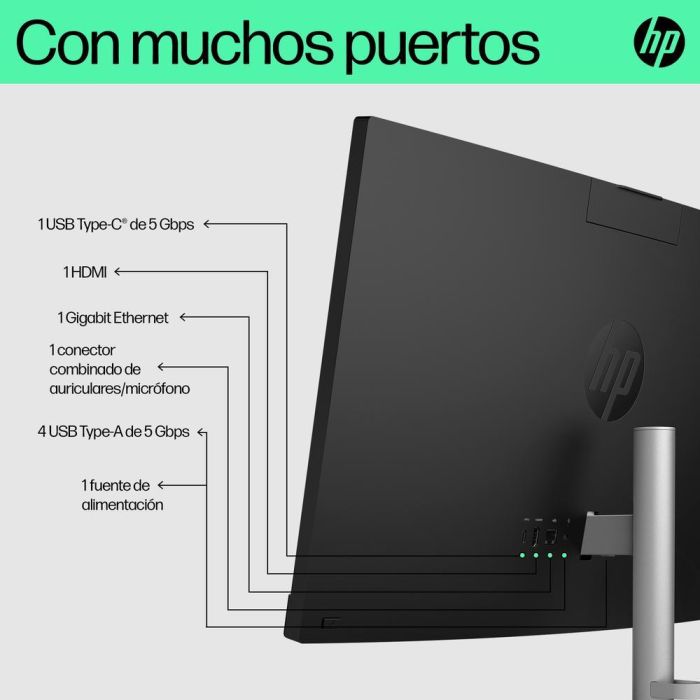 HP Ordenador All In One 24-cr0110Ns AMD Ryzen 5 7520U 16GB LPDDR5 1TB SSD 23.8" FHD IPS Antirreflectante Todo en Uno 3