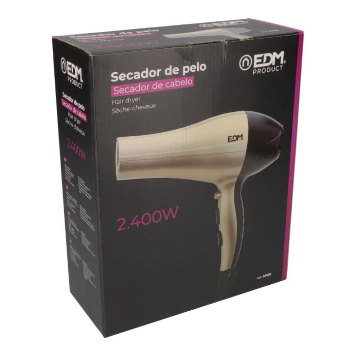 Edm Secador de Pelo Profesional Iónico 1900 - 2300 W con Difusor y Boquilla para Rizos Definidos 1