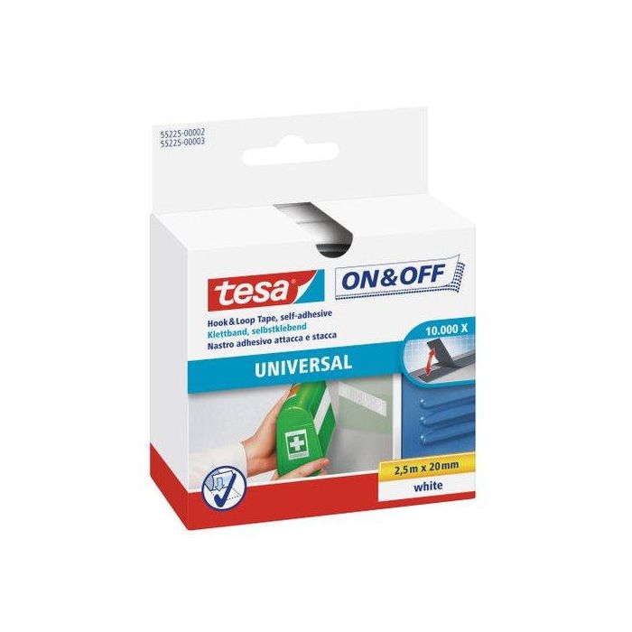 Cinta Velcro Tesa On&Off Rollo 2,5X20 Blanco