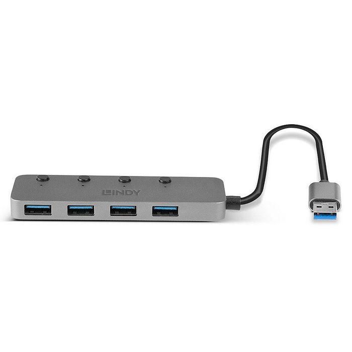 Hub USB LINDY Negro Gris (1 unidad) 2