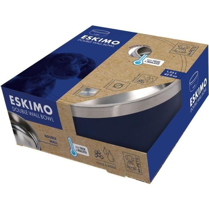 Cuenco - M PETS - ESKIMO - Doble pared 1,25 L - Negro - Acero inoxidable, antideslizante, inodoro, inoxidable, lavable 1 Cuenco - M PETS - ESKIMO - Doble pared 1,25 L - Negro - Acero inoxidable, antideslizante, inodoro, inoxidable, lavable 1
