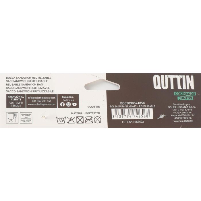 Bolsa reutilizable para sandwich Quttin (24 Unidades) 5 Bolsa reutilizable para sandwich Quttin (24 Unidades) 5