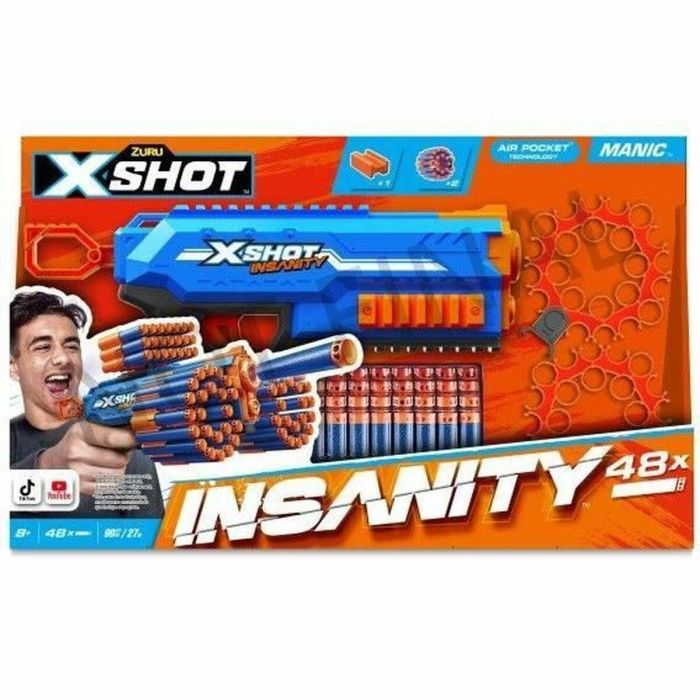 ZURU XSH1696287548730 Lanzador de Dardos X-SHOT Manic, Capacidad 47 Dardos, Alcance 30m, Compacto y Potente 1 ZURU XSH1696287548730 Lanzador de Dardos X-SHOT Manic, Capacidad 47 Dardos, Alcance 30m, Compacto y Potente 1