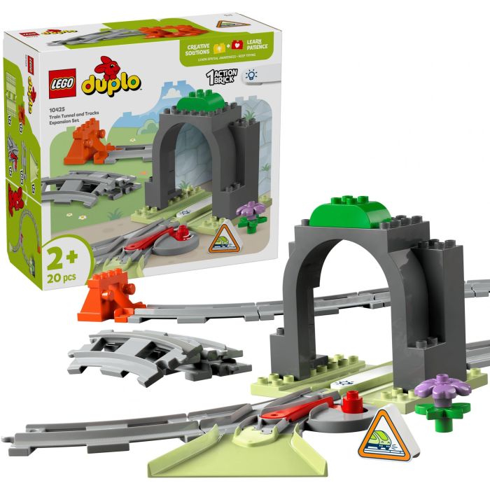 Lego Duplo 10425 Set de Expansión Túnel y Vías Ferroviarias para niños +2 años, con 10 tramos de vía y cambio de agujas 12