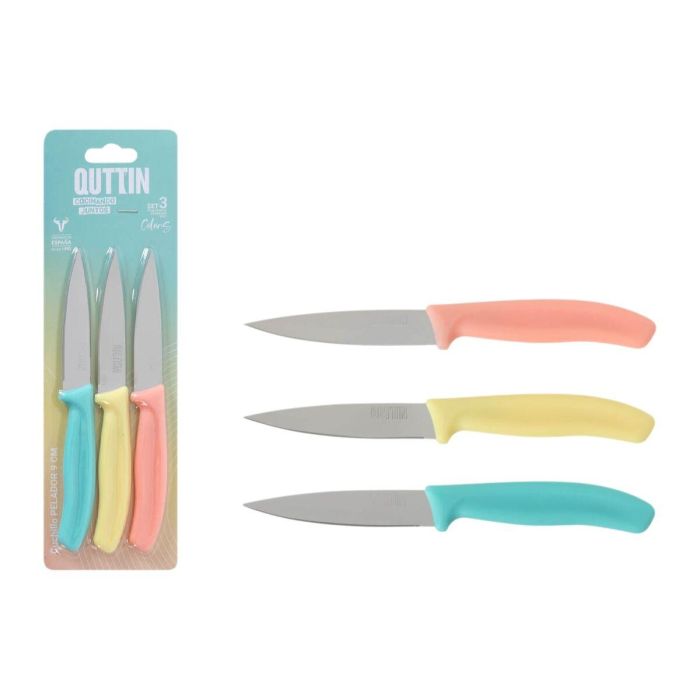 Set de Cuchillos Peladores Quttin Basic Multicolor Acero Inoxidable 9 cm 3 Piezas (18 Unidades) 2 Set de Cuchillos Peladores Quttin Basic Multicolor Acero Inoxidable 9 cm 3 Piezas (18 Unidades) 2
