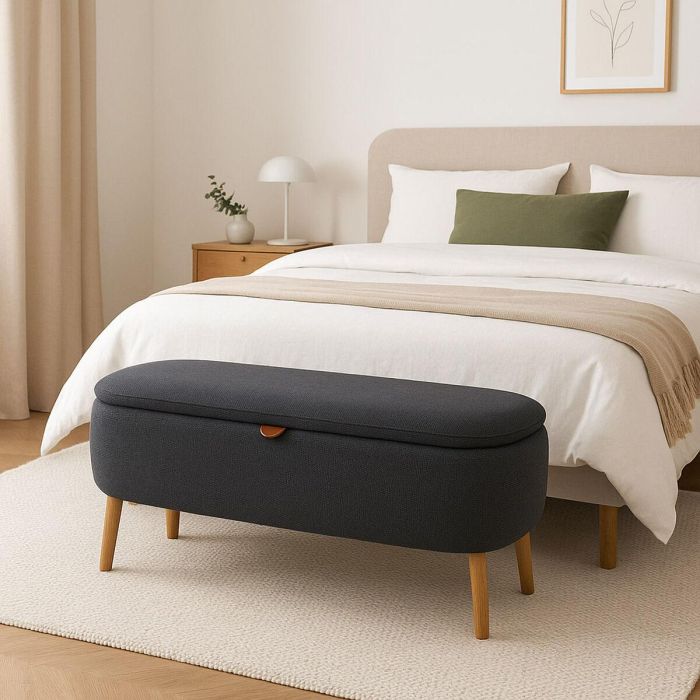 Pie de cama Versa Maniko Gris Madera Textil 37 X 44,5 X 94,5 CM 2