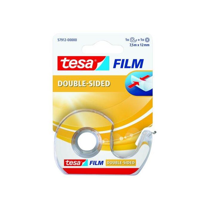 Cinta Adhesiva Doble Cara Tesa Rollo 7,5X12 Transp.Con Mini Portarrollos (Set de 10)