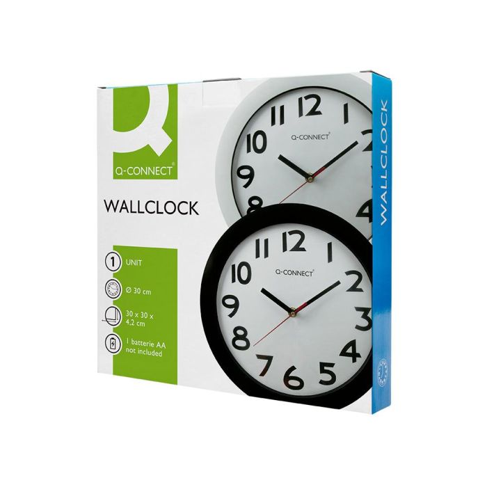 Reloj Q-Connect De Pared Plastico Oficina Redondo 30 cm Marco Blanco 10