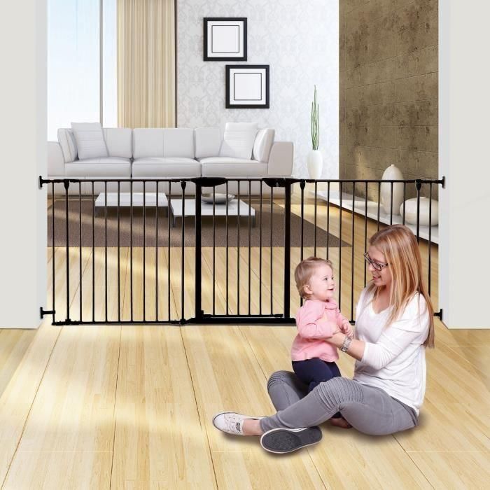 Barrera de seguridad - DREAMBABY - NEWPORT - 3 paneles - 85,5-200 x 74 cm - Bidireccional - Negra 4