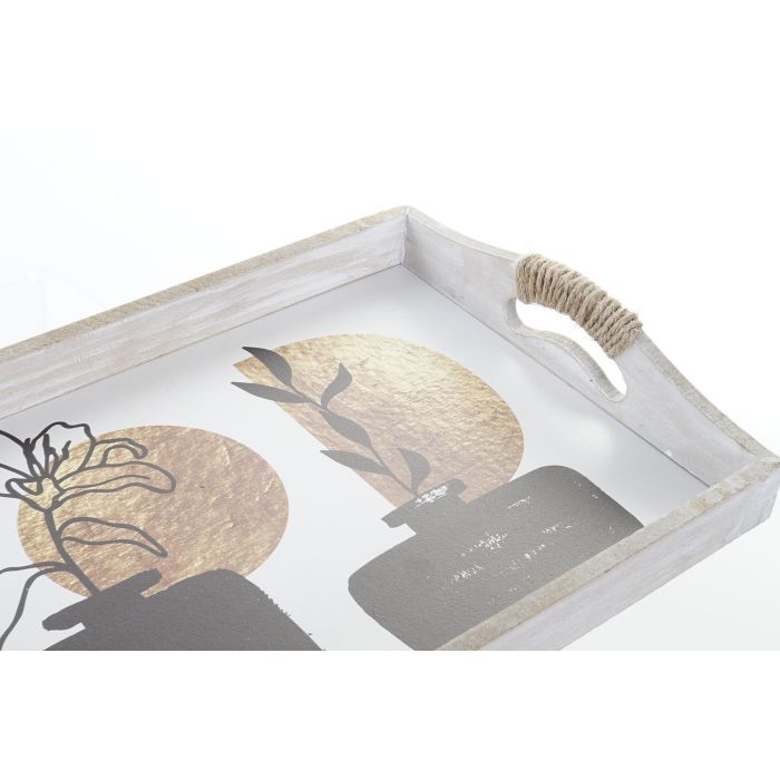 DKD Home Decor Bandeja Set de 2 MDF Negro Dorado 30 x 40 x 6 cm 1