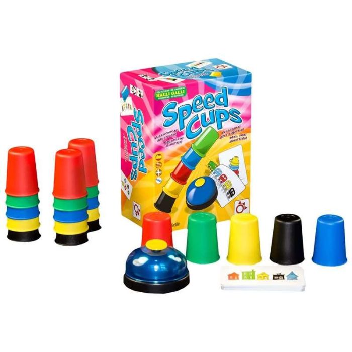 Mercurio Juego de Mesa Speed Cups Multilengua (Castellano, Catalán, Euskera, Gallego) con Cubiletes y Cartas para +6 Años 2