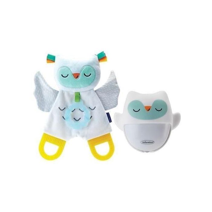 Infantino 302036 - Búho de Peluche Luminiscente y Luz de Noche en Caja de Regalo