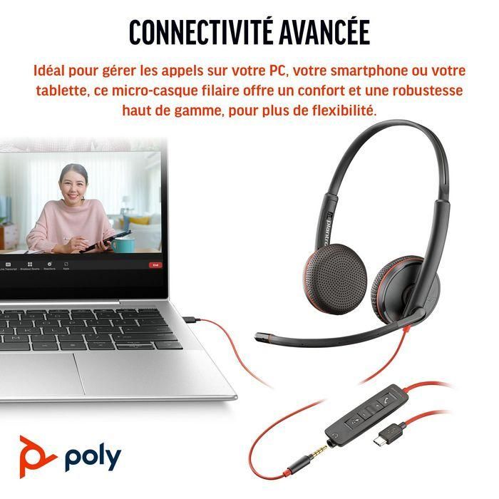 Poly Blackwire C3225 Stereo USB-C Headset Auriculares con Cable 3 Poly Blackwire C3225 Stereo USB-C Headset Auriculares con Cable 3
