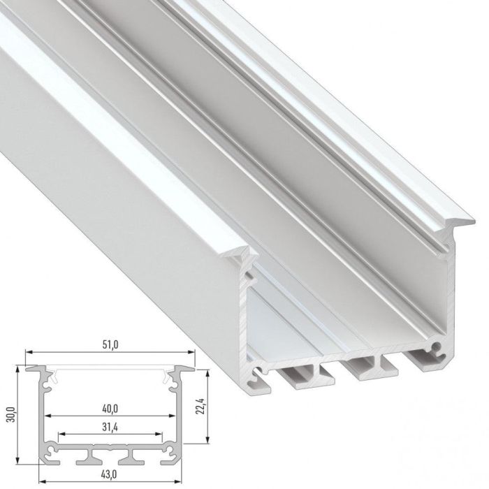 Perfil Aluminio Tipo INSO 2,02M - Anodizado Plata Perfil Aluminio Tipo INSO 2,02M - Anodizado Plata
