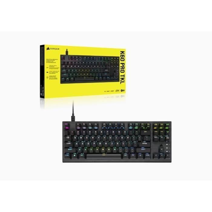 Teclado de juego óptico -mecánico - Azerty - Corsair - K60 Pro TKL - sin pavé digital - RGB retroiluminado - negro (CH -911D01A -FR) 5 Teclado de juego óptico -mecánico - Azerty - Corsair - K60 Pro TKL - sin pavé digital - RGB retroiluminado - negro (CH -911D01A -FR) 5