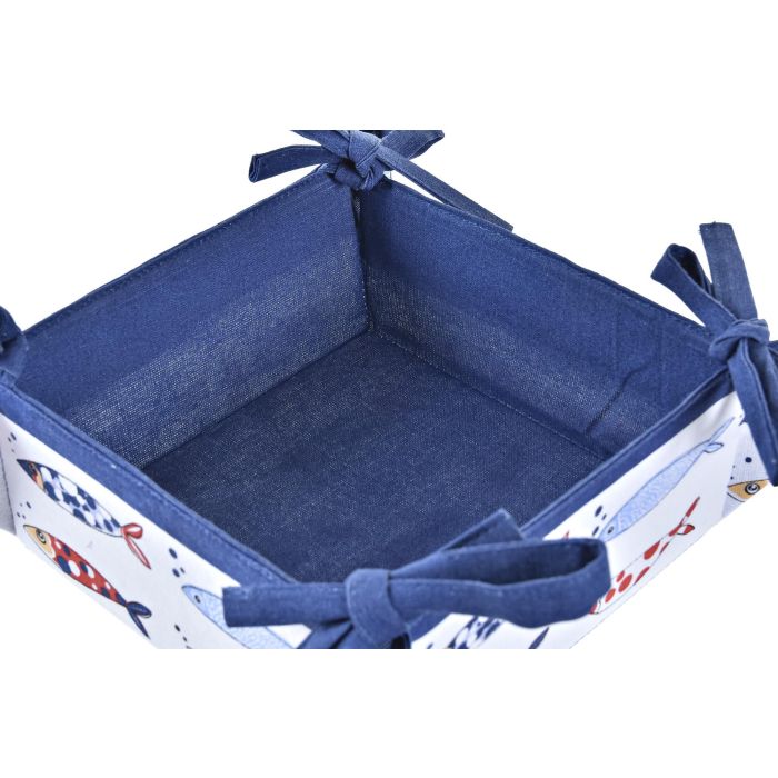 DKD Home Decor Cesta Mediterraneo Costa Peces de Algodón, Colores Azul Rojo Blanco, 16 x 10 x 16 cm, Pack 6 Unidades 1