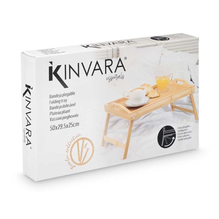 Mesa Bandeja Plegable Bambú Kinvara 50x30 cm, Marrón (6 Unidades) 2 Mesa Bandeja Plegable Bambú Kinvara 50x30 cm, Marrón (6 Unidades) 2