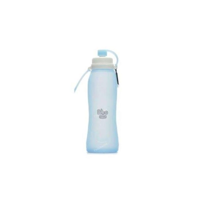 IRISANA Botella Bbo17.500.Az Silicona Plegable Azul 500ml con Mosquetón, Boca Ancha, 100% BPA Free
