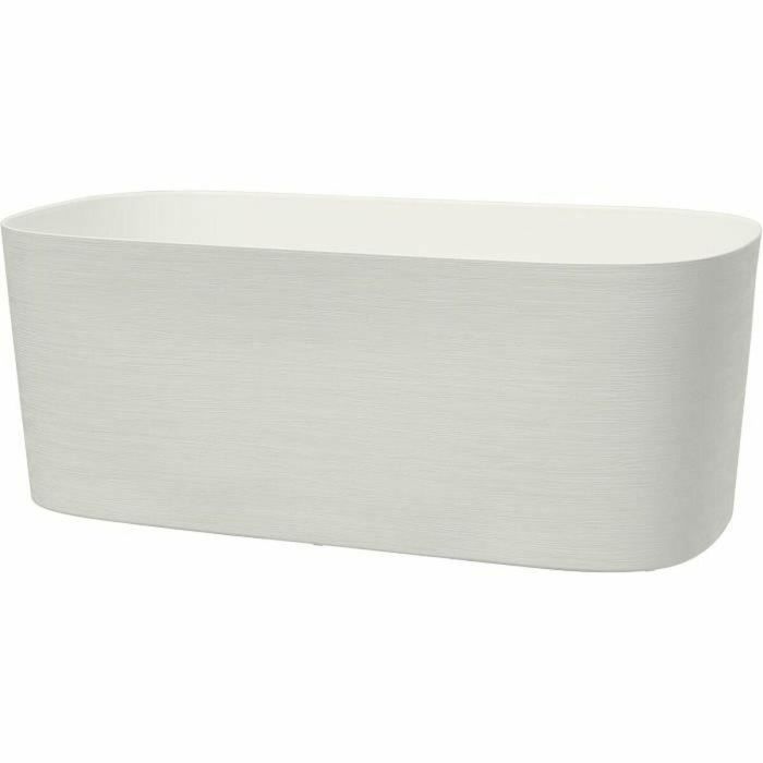 Jardinera con reserva de agua - GARDEN ID Respect - Blanco 50 x 17 cm - 100% residuos domésticos - 100% reciclable - Superficie estructurada. Jardinera con reserva de agua - GARDEN ID Respect - Blanco 50 x 17 cm - 100% residuos domésticos - 100% reciclable - Superficie estructurada.