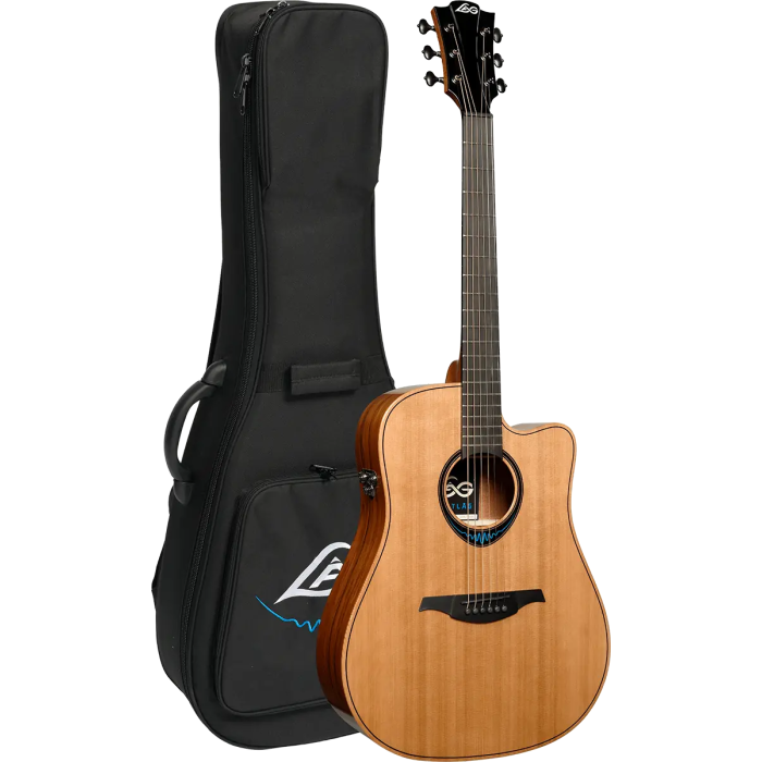 LAG Guitarra Acústica Electroacústica Dreadnought Cutaway Blue Wave 2, Tapa Cedro Rojo Macizo, Fondo y Aros Palisandro Santos, Acabado Brillante 4