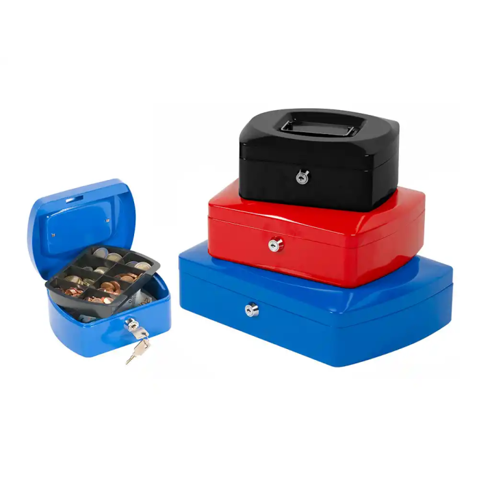 Q-connect Caja Caudales 6" 152x115x80 mm Roja con Portamonedas 2